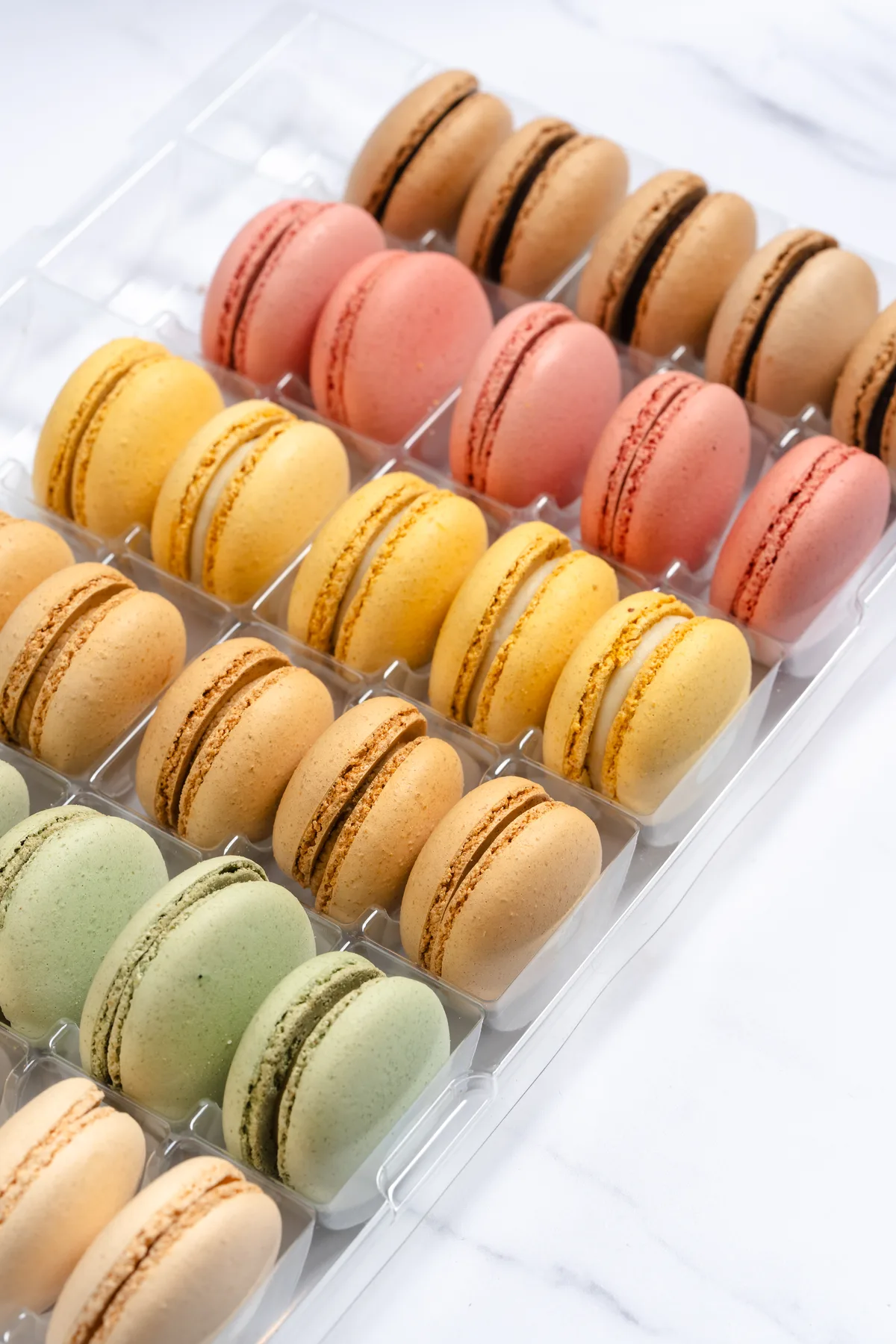 Macaron colorati in fila